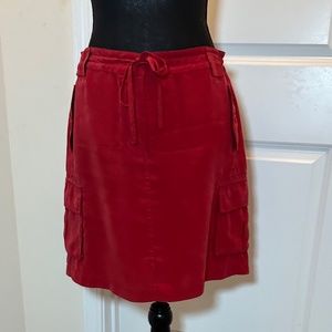 J. Crew Red Silk Cargo Mini Skirt